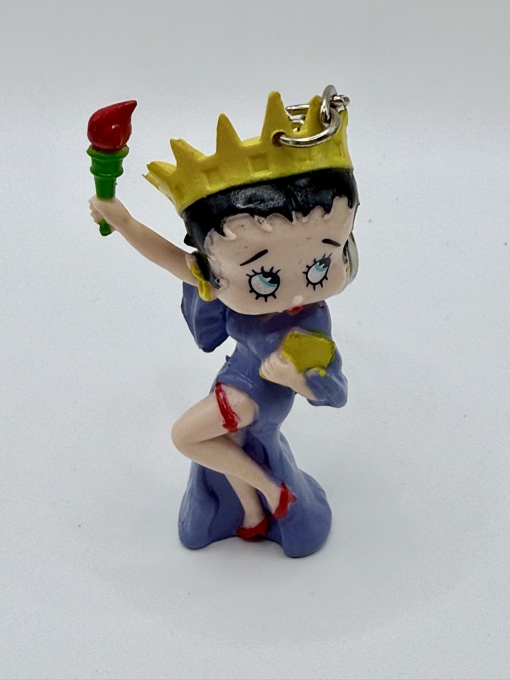 Vintage 1995 Betty Boop Statue of Liberty Keychain Borda Toys NY Miss Liberty